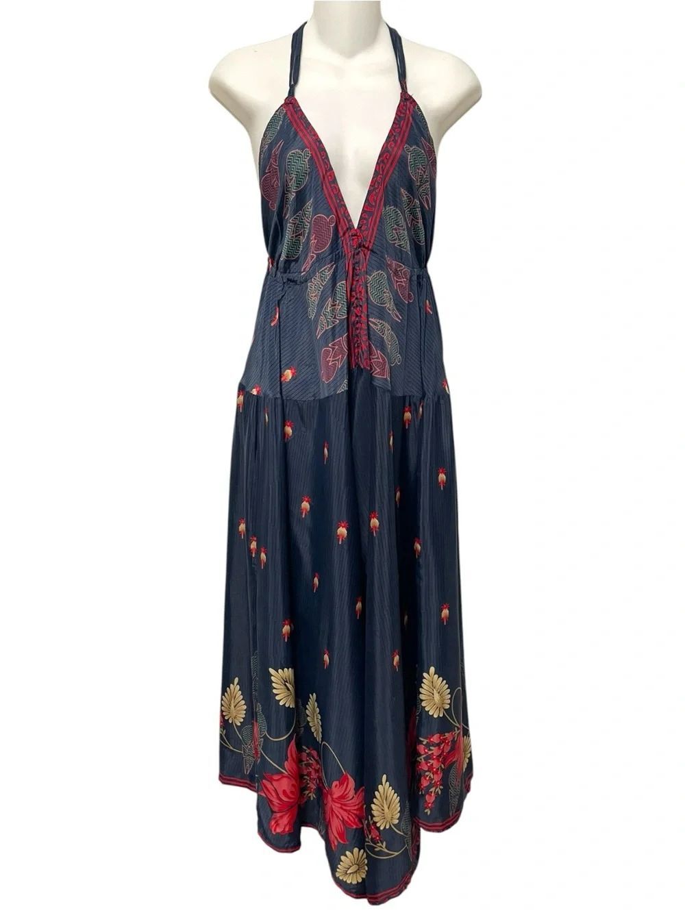 NWT BAIZAAR Silk Sari Backless Jumper OS